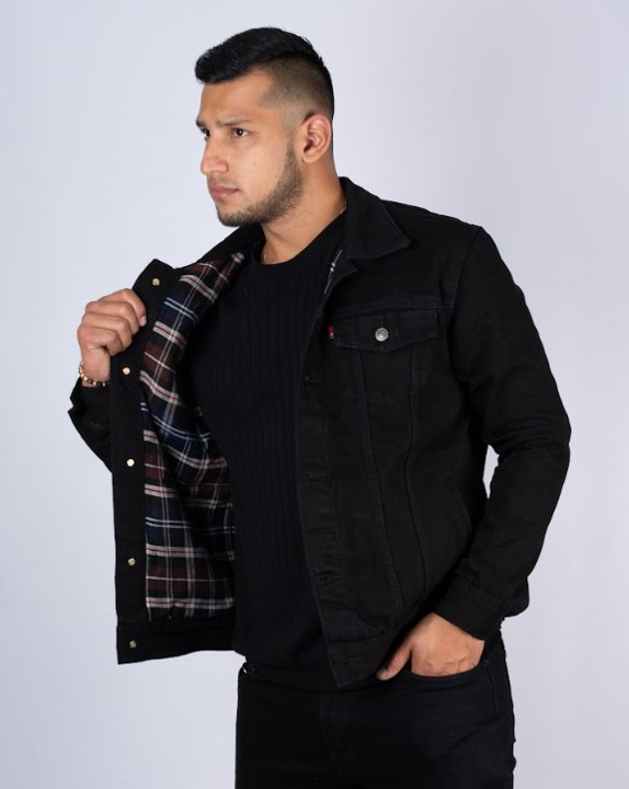 CHF - 286 - Chaqueta Jean Forrada para hombre color Negro-1