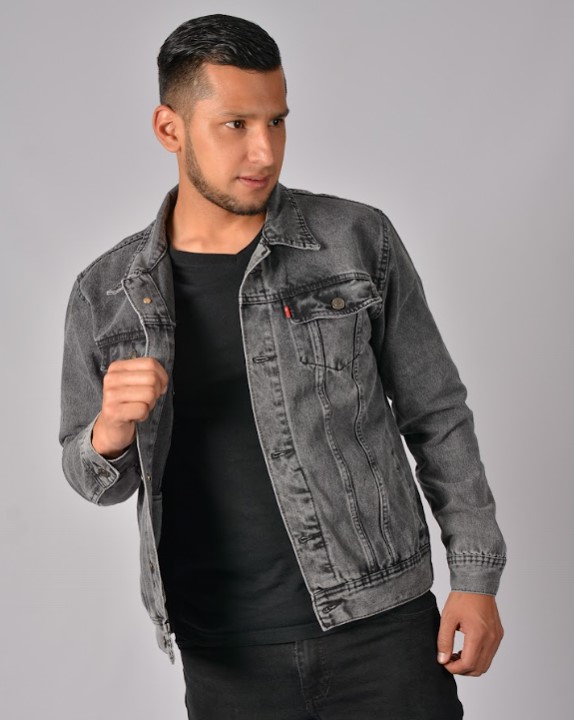 CHM - 264 - Chaqueta jean Fross para hombre, color gris medio-1