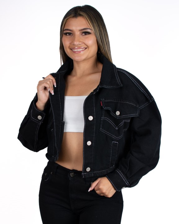 Chaqueta Oversize, Dama color negro con hilos blancos - OISEAU-CHN1 - 1