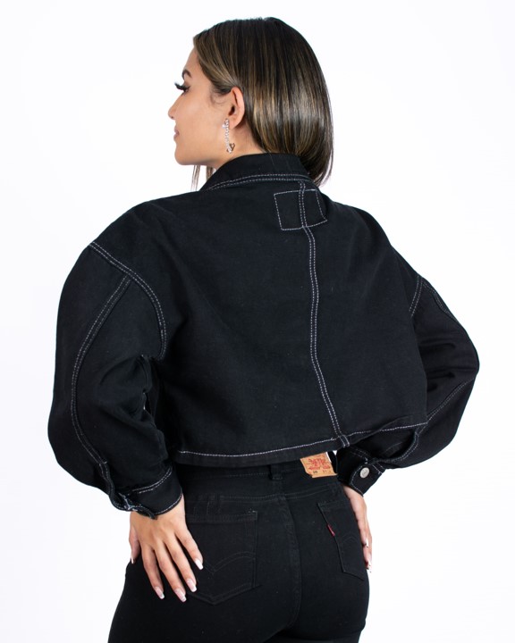 Chaqueta Oversize, Dama color negro con hilos blancos - OISEAU-CHN1 - 4