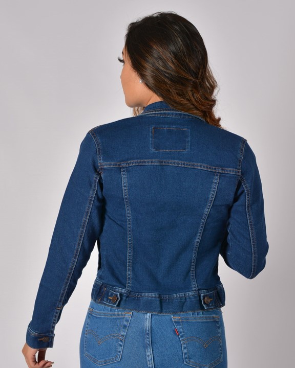 Chaqueta licrada en jean para dama-mujer color azul oscuto Stone Oscuro CHR - 062 - 2