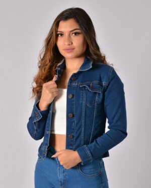 Chaqueta licrada en jean para dama-mujer color azul oscuto Stone Oscuro CHR - 062