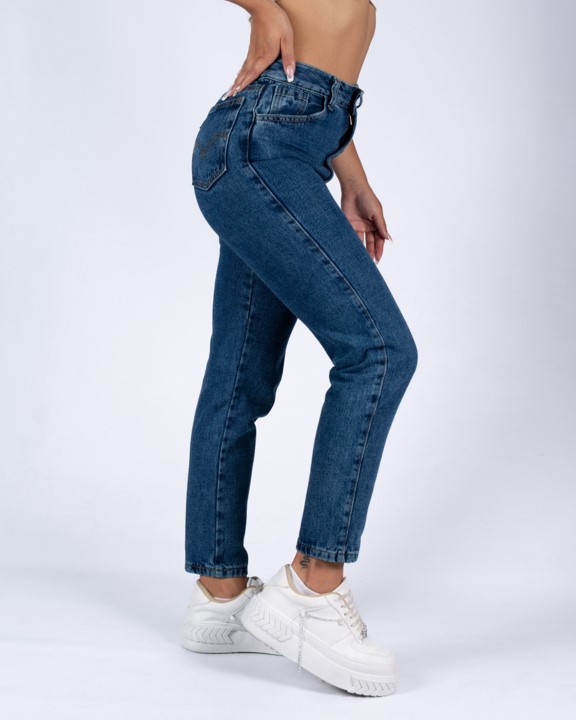 Jean Mom Fit Dama color Stone Oscuro - JM-105-3